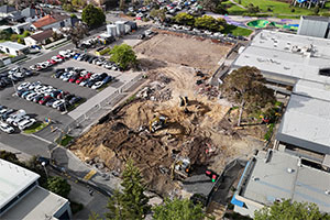 Aerial view of Frankston campus where Building M and N demolitions are located.