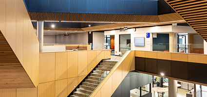 Interior view from the second level of the new Building C of Franskton campus