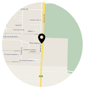Map showing location of Mornington Peninsula campus